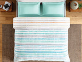 Spaces Fiora 100% Cotton 144 TC Percale Geometric Premium Double Duvet Cover, Aqua