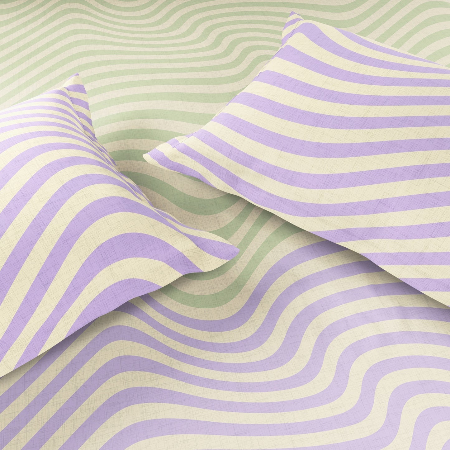 Spaces Neo Paradox 100% Cotton 152 TC Percale Geometric Large Bedsheet with 2 Pillow Covers, Light Green and Light Pink