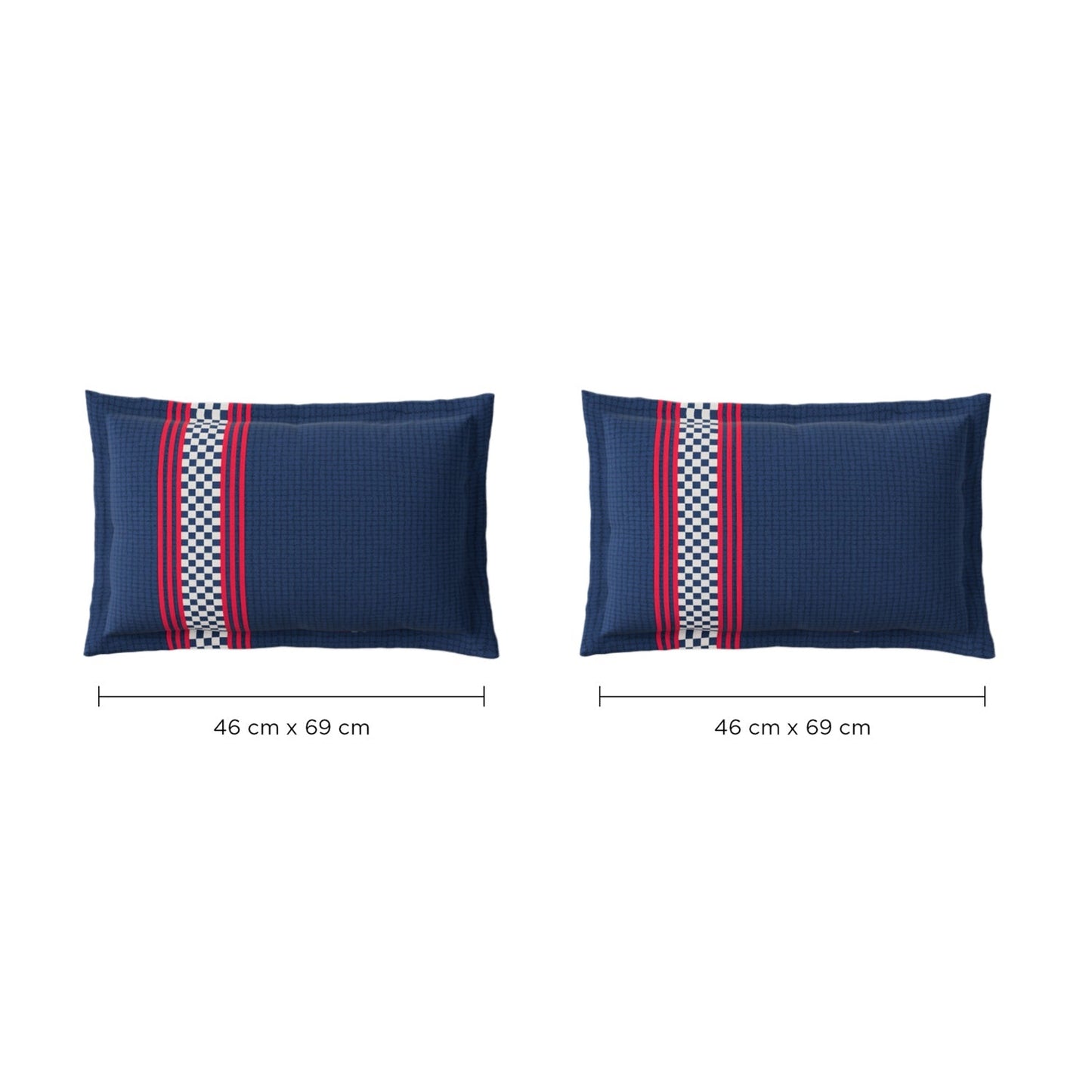 Spaces Neo Paradox 100% Cotton 152 TC Percale Geometric Large Bedsheet with 2 Pillow Covers, Blue