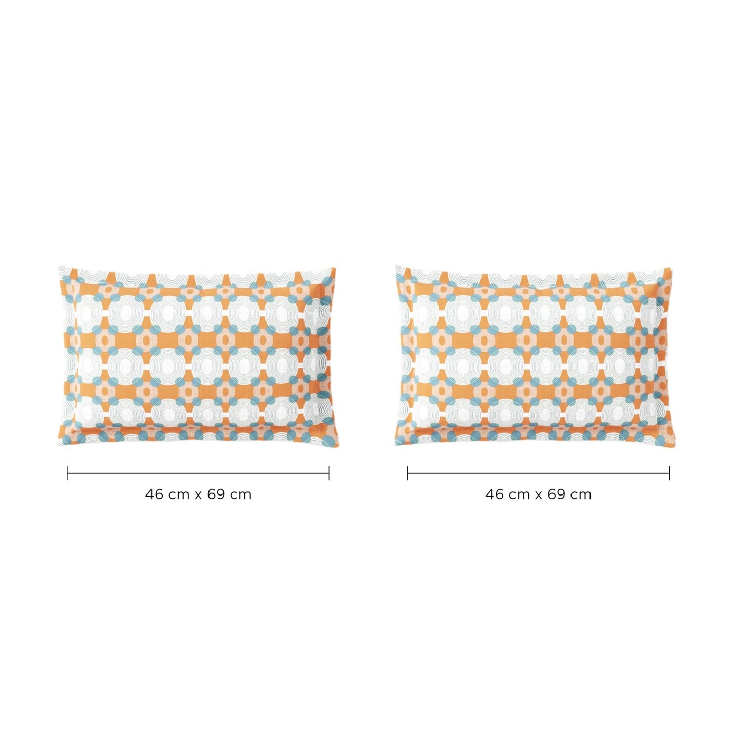 Spaces Neo Paradox 100% Cotton 152 TC Percale Geometric Large Bedsheet with 2 Pillow Covers, Light Teal