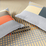 Spaces Neo Paradox 100% Cotton 152 TC Percale Geometric Large Bedsheet with 2 Pillow Covers, Light Yellow