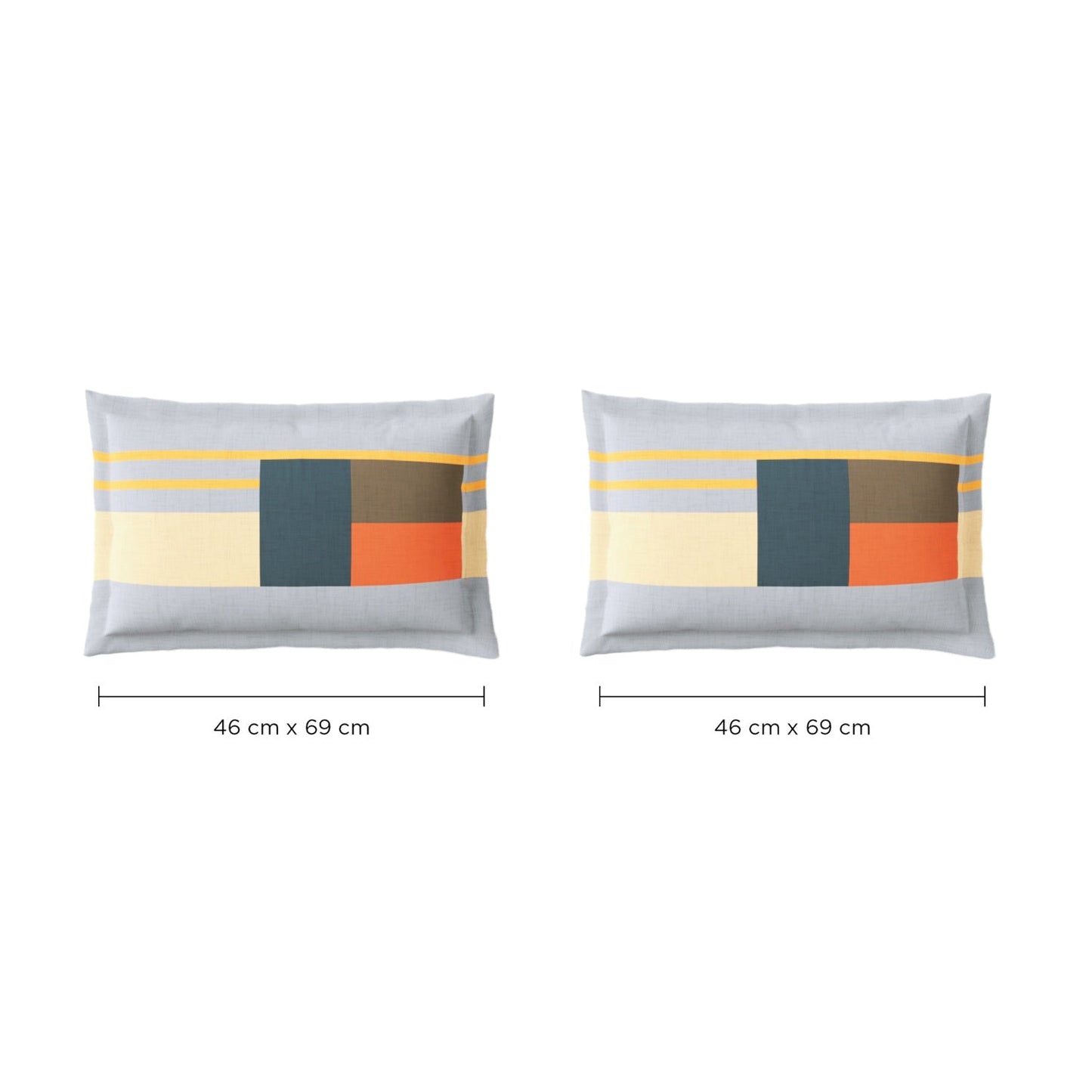 Spaces Neo Paradox 100% Cotton 152 TC Percale Geometric Large Bedsheet with 2 Pillow Covers, Light Yellow