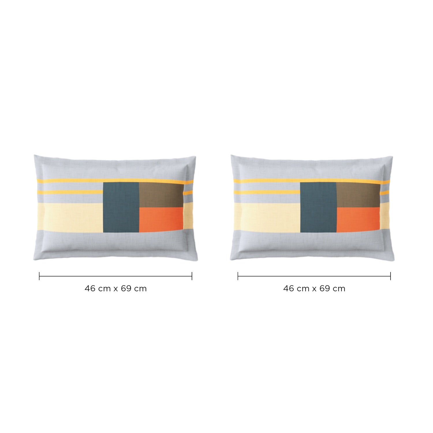 Spaces Neo Paradox 100% Cotton 152 TC Percale Geometric Large Bedsheet with 2 Pillow Covers, Light Yellow