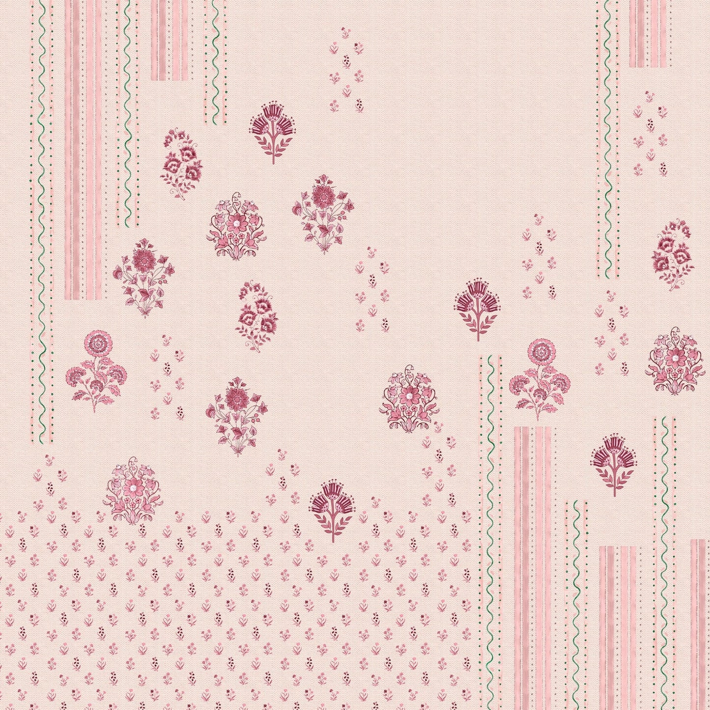 Spaces Neo Chaap 100% Cotton 152 TC Percale Floral Large Bedsheet with 2 Pillow Covers, Light Blush