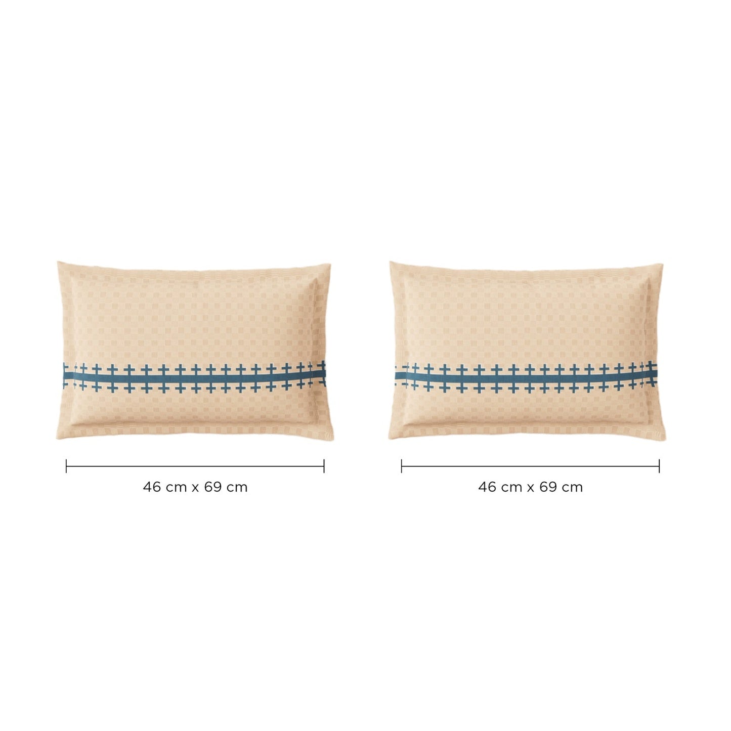 Spaces Neo Chaap 100% Cotton 152 TC Percale Ornate Large Bedsheet with 2 Pillow Covers, Beige