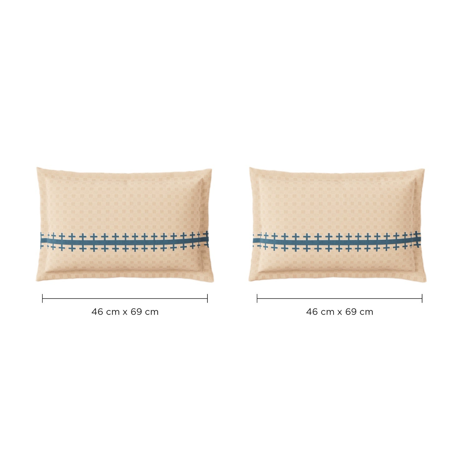 Spaces Neo Chaap 100% Cotton 152 TC Percale Ornate Large Bedsheet with 2 Pillow Covers, Beige