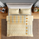 Spaces Neo Chaap 100% Cotton 152 TC Percale Geometric Large Bedsheet with 2 Pillow Covers, Yellow