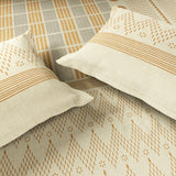 Spaces Neo Chaap 100% Cotton 152 TC Percale Geometric Large Bedsheet with 2 Pillow Covers, Yellow