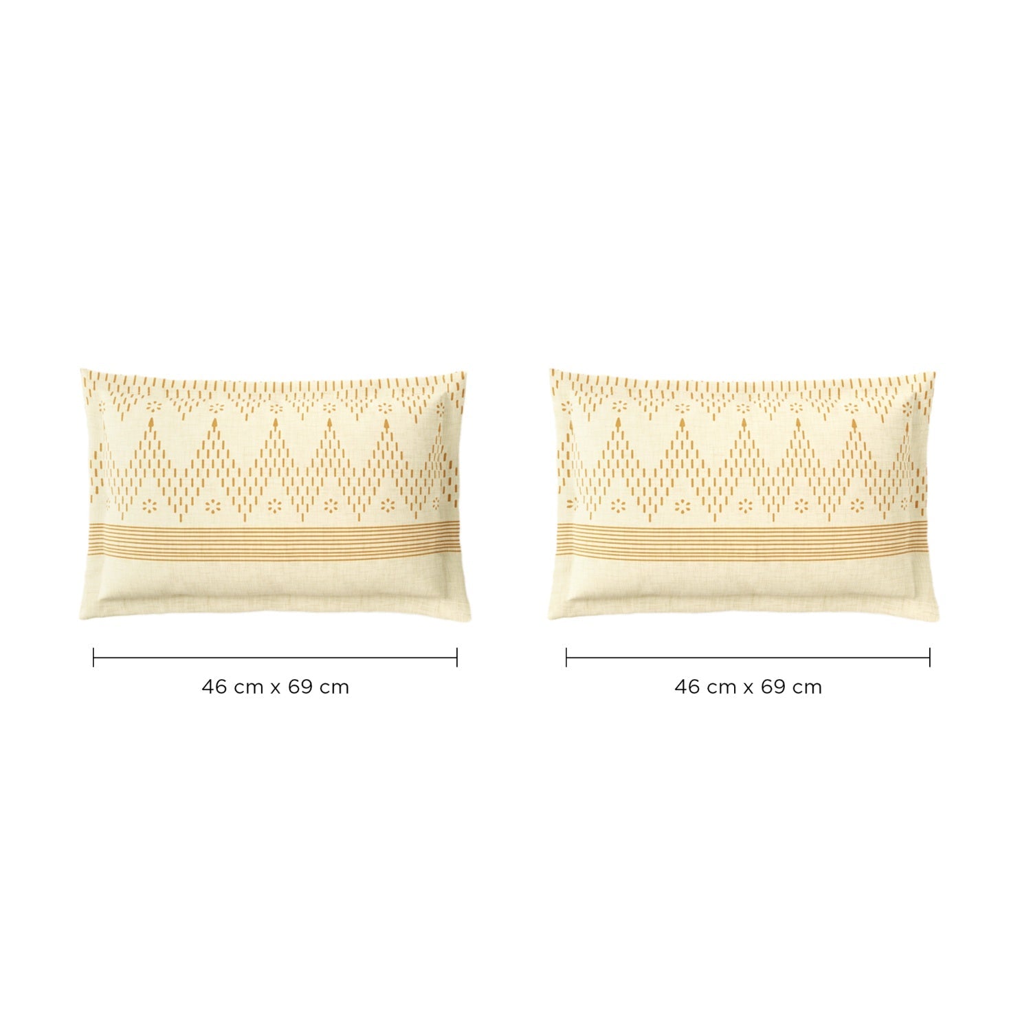 Spaces Neo Chaap 100% Cotton 152 TC Percale Geometric Large Bedsheet with 2 Pillow Covers, Yellow