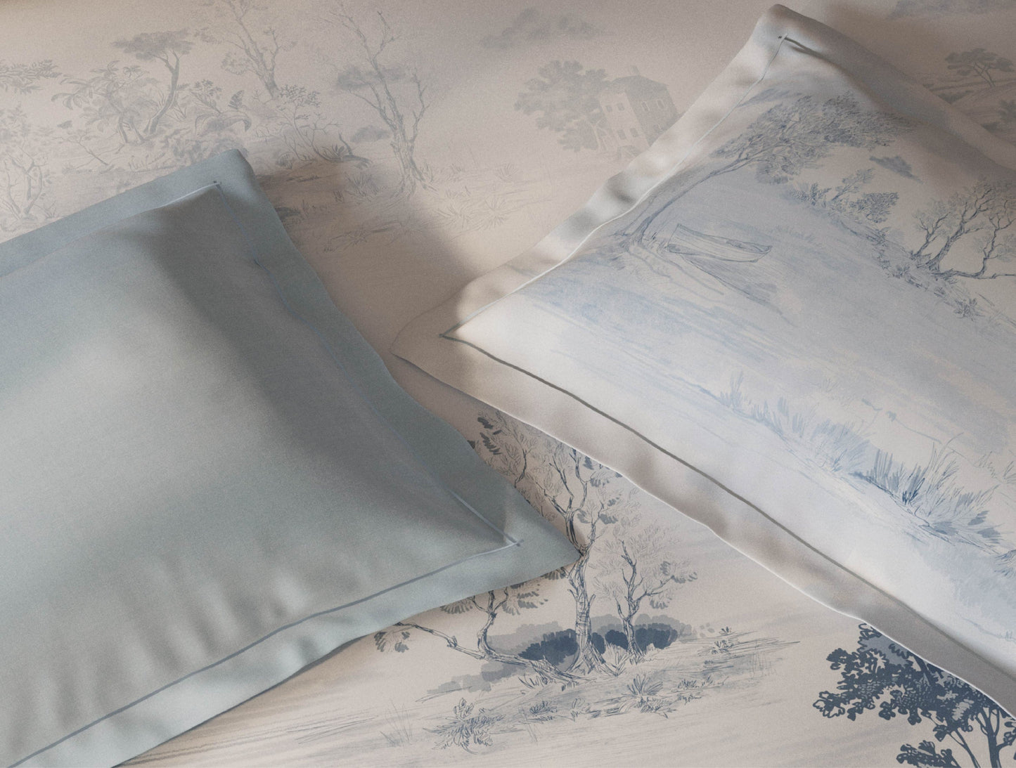 Spaces Sierra Indian Safari 100% Hygro Cotton 210 TC Sateen Floral Permium Large Bedsheet with 4 Pillow Covers, Blue