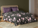 Spaces Sierra Midnight Botanica 100% Hygro Cotton 210 TC Sateen Floral Premium Large Bedsheet with 4 Pillow Covers, Dark Green