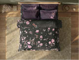 Spaces Sierra Midnight Botanica 100% Hygro Cotton 210 TC Sateen Floral Premium Large Bedsheet with 4 Pillow Covers, Dark Green
