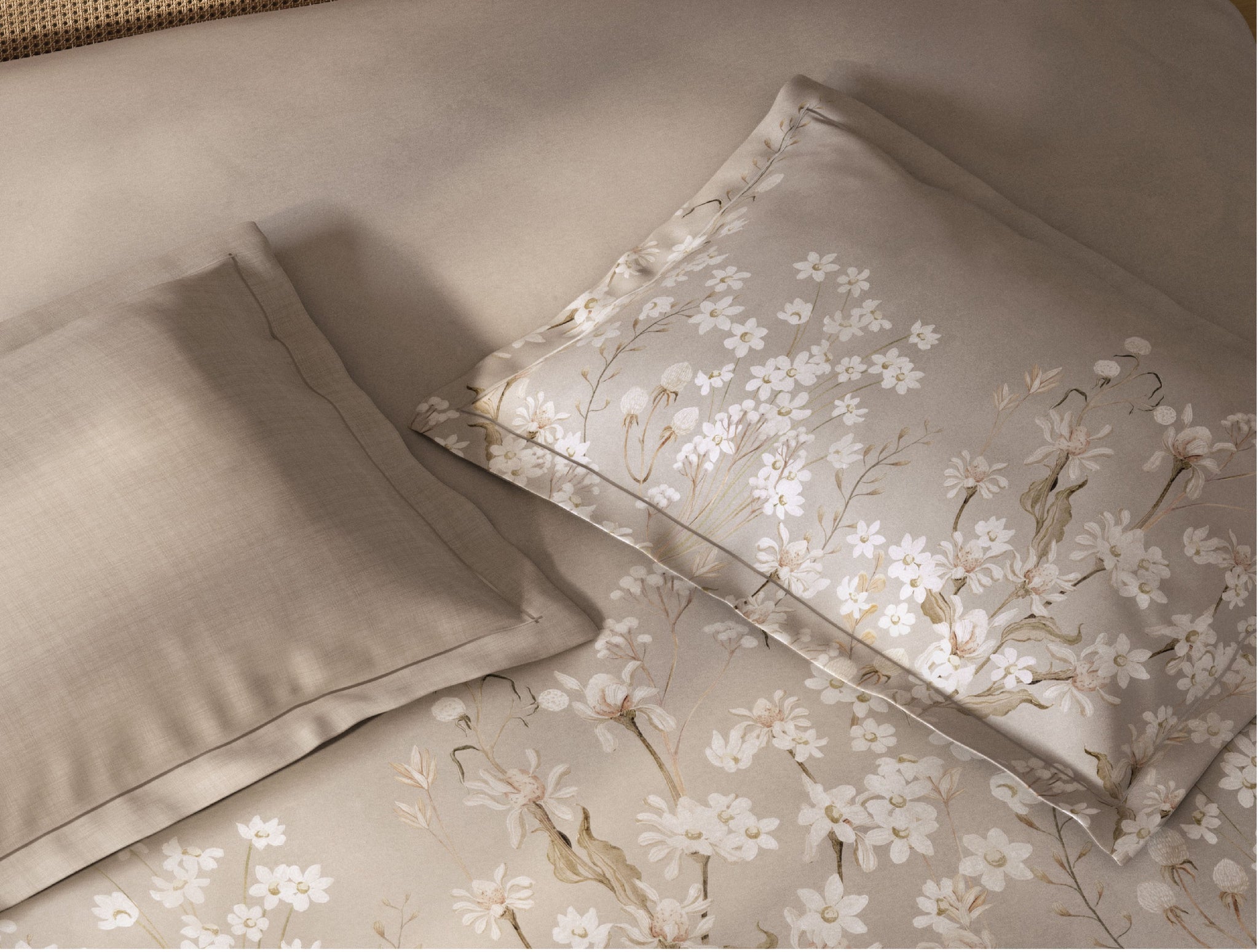 Spaces Sierra Midnight Botanica 100% Hygro Cotton 210 TC Sateen Floral Permium Large Bedsheet with 4 Pillow Covers, Beige