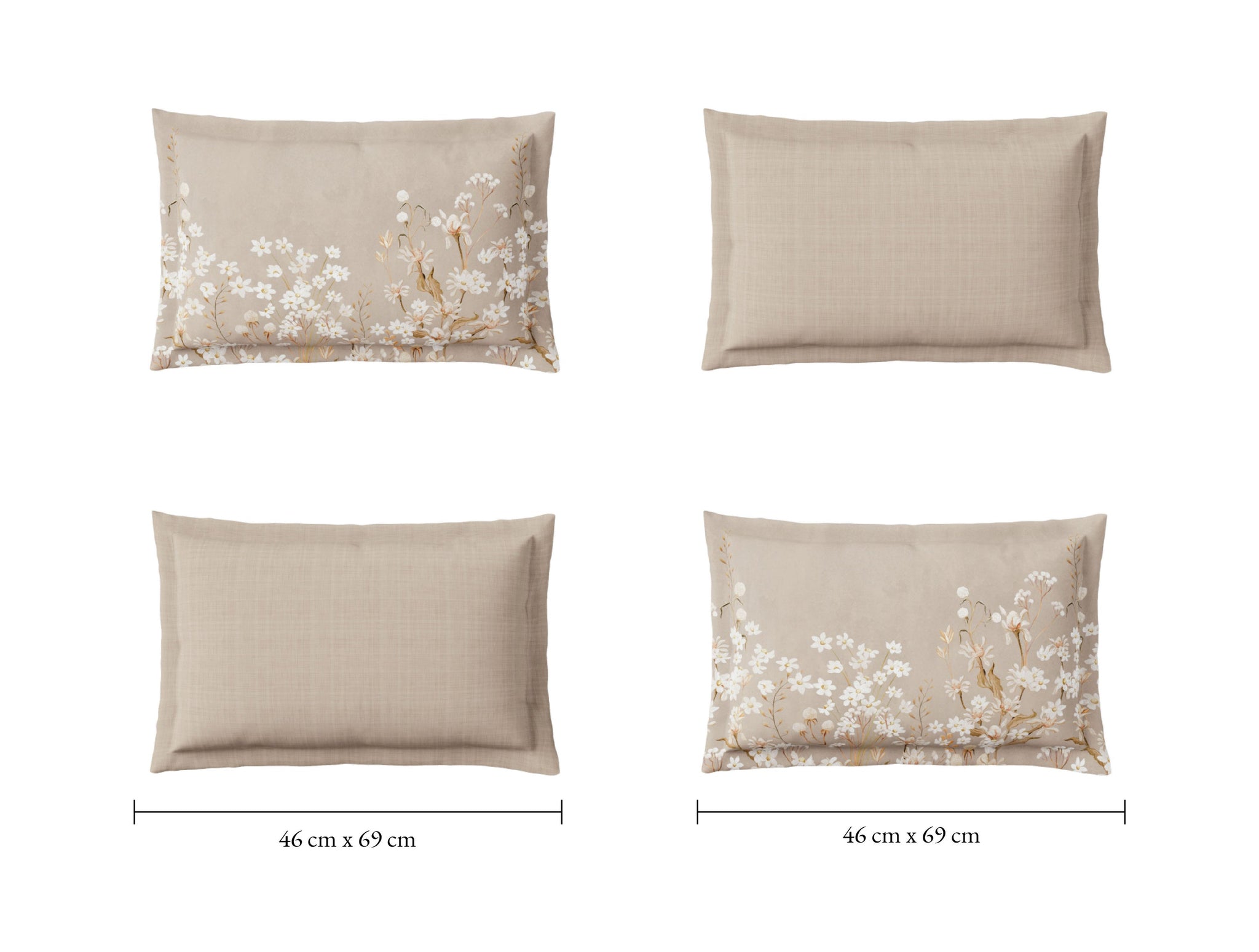 Spaces Sierra Midnight Botanica 100% Hygro Cotton 210 TC Sateen Floral Permium Large Bedsheet with 4 Pillow Covers, Beige