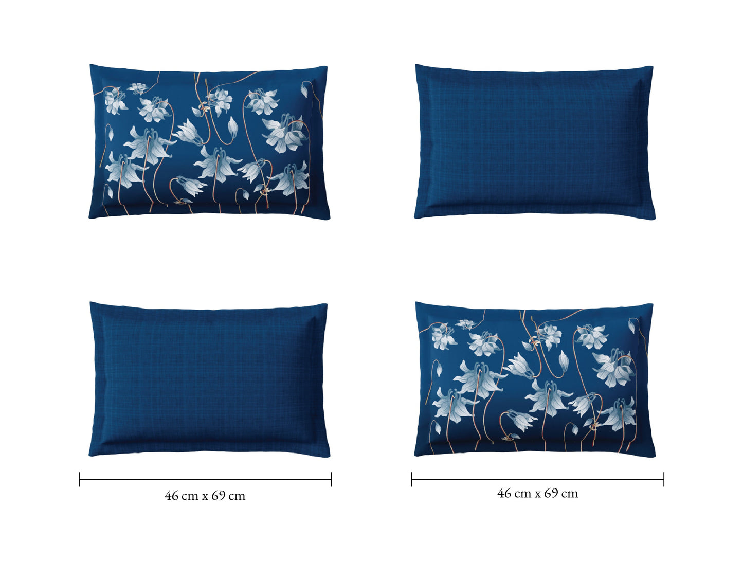 Spaces Sierra Midnight Botanica 100% Hygro Cotton 210 TC Sateen Floral Premium Large Bedsheet with 4 Pillow Covers, Dark Blue
