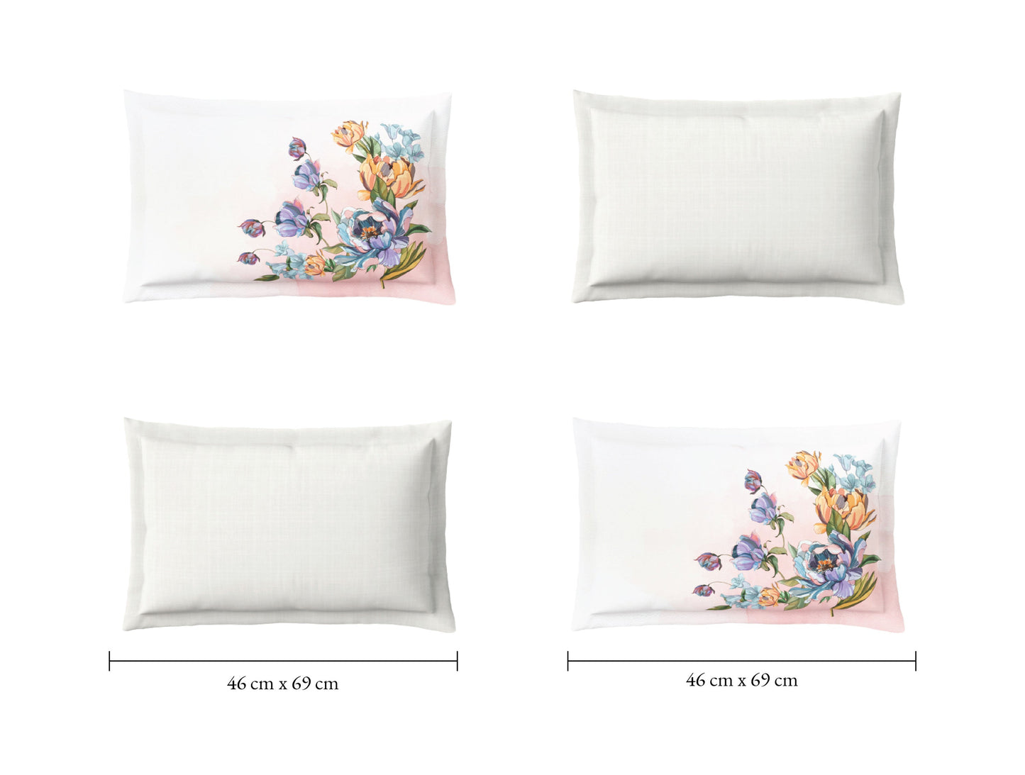 Spaces Sierra Midnight Botanica 100% Hygro Cotton 210 TC Sateen Floral Premium Large Bedsheet with 4 Pillow Covers, White