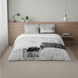 Spaces Riviera 100% Cotton 200 TC Percale Abstract Design Permium Large Bedsheet with 4 Pillow Covers, Bright White