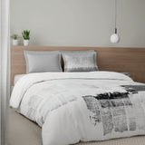 Spaces Riviera 100% Cotton 200 TC Percale Abstract Design Permium Large Bedsheet with 4 Pillow Covers, Bright White