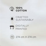 Spaces Riviera 100% Cotton 200 TC Percale Abstract Design Permium Large Bedsheet with 4 Pillow Covers, Bright White