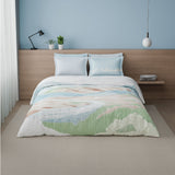 Spaces Riviera 100% Cotton 200 TC Percale Abstract Design Permium Large Bedsheet with 4 Pillow Covers, Light Green