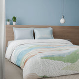 Spaces Riviera 100% Cotton 200 TC Percale Abstract Design Permium Large Bedsheet with 4 Pillow Covers, Light Green