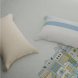 Spaces Riviera 100% Cotton 200 TC Percale Abstract Design Permium Large Bedsheet with 4 Pillow Covers, Light Blue