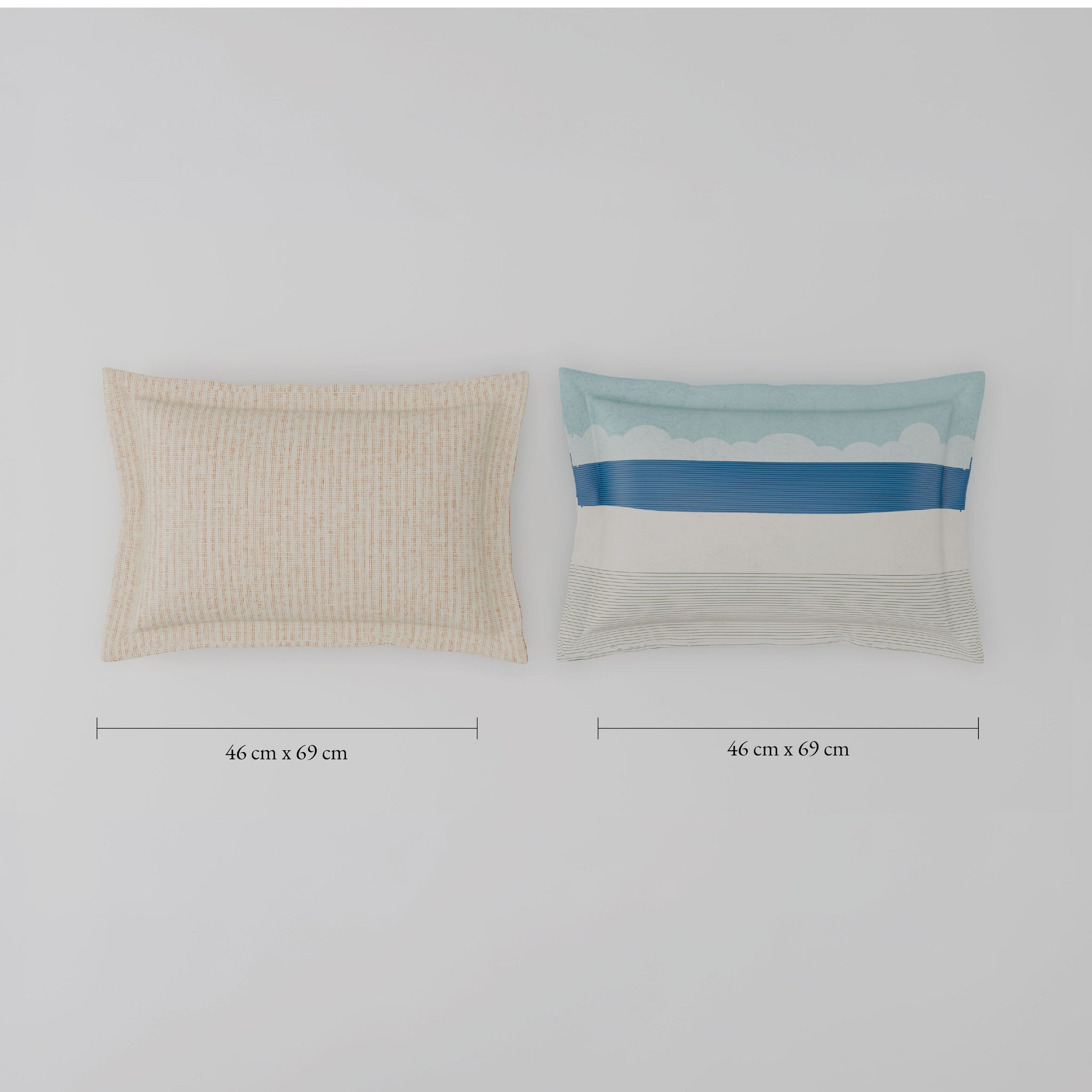 Spaces Riviera 100% Cotton 200 TC Percale Abstract Design Permium Large Bedsheet with 4 Pillow Covers, Light Blue