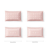 Spaces Meraki Forever Laces 100% Cotton 300 TC Sateen Ornate Design Permium Large Bedsheet with 4 Pillow Covers, Light Pink
