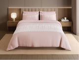 Spaces Meraki Forever Laces 100% Cotton 300 TC Sateen Ornate Design Permium Large Bedsheet with 4 Pillow Covers, Light Pink