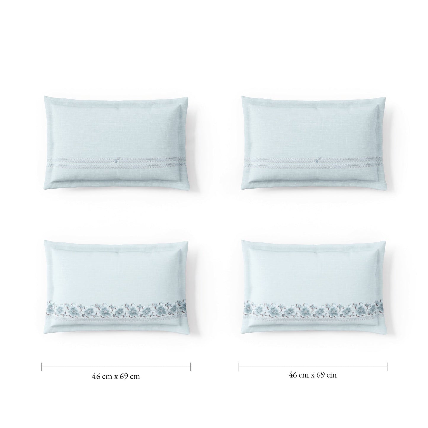 Spaces Meraki Forever Laces 100% Cotton 300 TC Sateen Ornate Design Permium Large Bedsheet with 4 Pillow Covers, Light Blue
