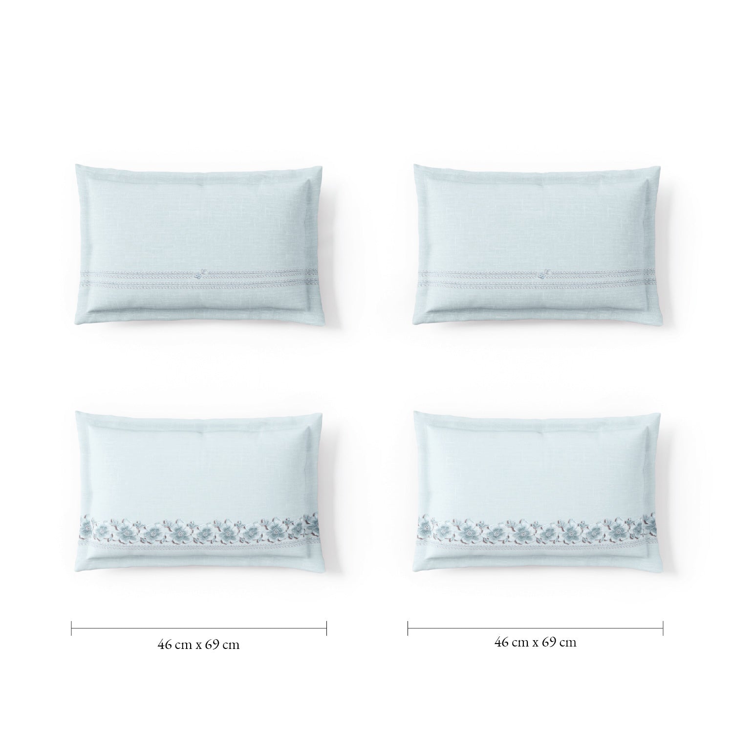 Spaces Meraki Forever Laces 100% Cotton 300 TC Sateen Ornate Design Permium Large Bedsheet with 4 Pillow Covers, Light Blue