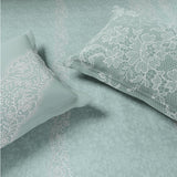 Spaces Meraki Forever Laces 100% Cotton 300 TC Sateen Ornate Design Permium Large Bedsheet with 4 Pillow Covers, Light Grey