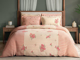 Spaces Meraki Blooms of India 100% Cotton 300 TC Sateen Floral Print Permium Large Bedsheet with 4 Pillow Covers, Light Taupe