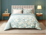 Spaces Nora Luminous Reverie 100% Egyptain Cotton 350 TC Sateen Floral Print Permium Large Bedsheet with 4 Pillow Covers, Light Blue