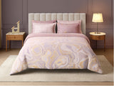Spaces Nora Luminous Reverie Abstract Permium Large Bedsheet with 4 Pillow Covers, Light Pink