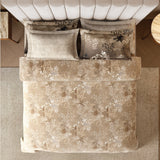 Spaces Nora Luminous Reverie Abstract Permium Large Bedsheet with 4 Pillow Covers, Light Taupe