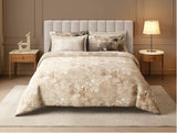 Spaces Nora Luminous Reverie Abstract Permium Large Bedsheet with 4 Pillow Covers, Light Taupe