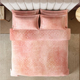 Spaces Nora Luminous Reverie 100% Egyptain Cotton 350 TC Sateen Geometric Permium Large Bedsheet with 4 Pillow Covers, Light Blush