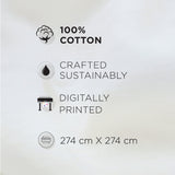 Spaces Riviera 100% Cotton 200 TC Percale Abstract Design Permium Large Bedsheet with 4 Pillow Covers, Starlight Blue
