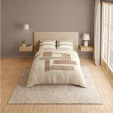 Spaces Vortex 100% Cotton 180 TC Percale Geometric Permium Large Bedsheet with 4 Pillow Covers, Beige