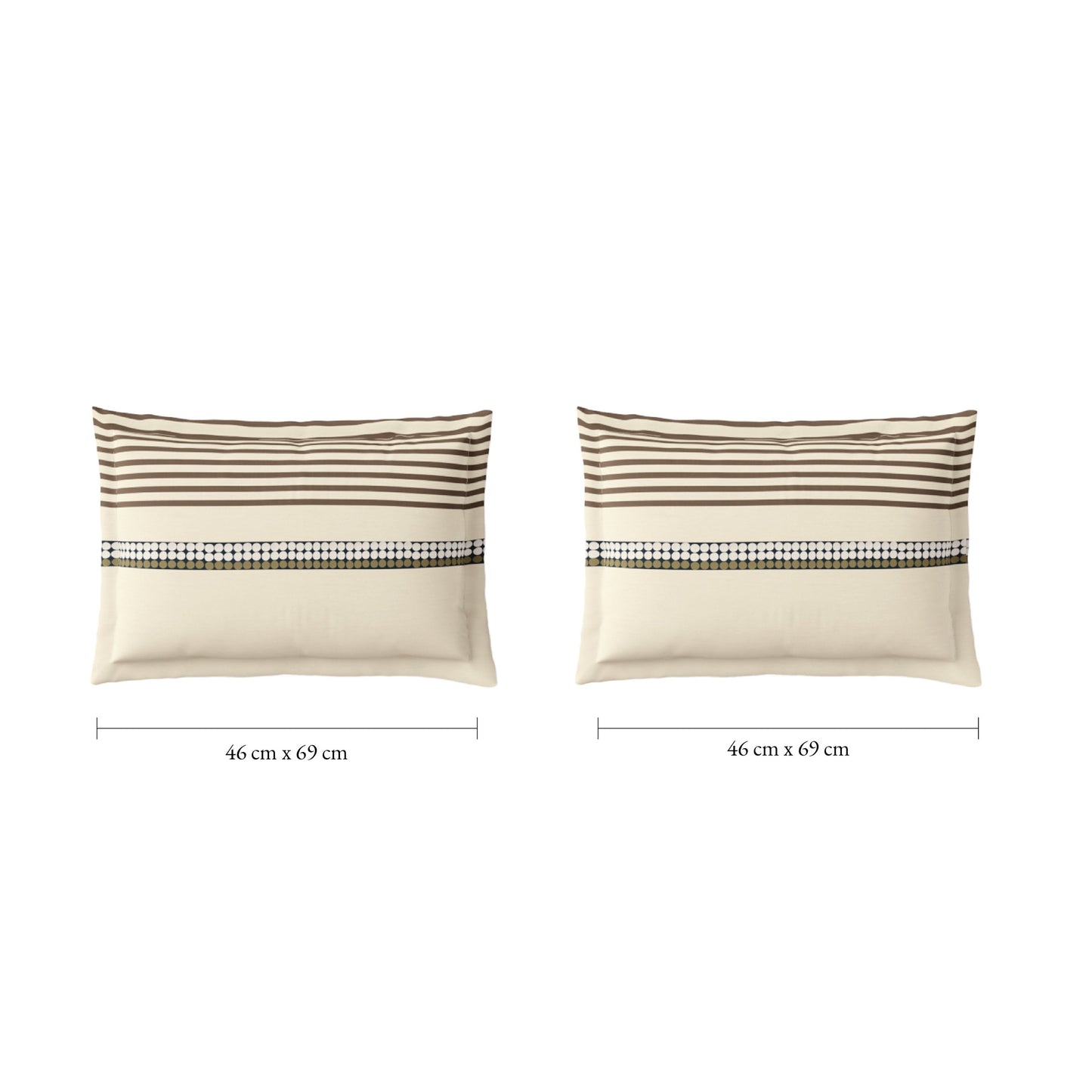Spaces Vortex 100% Cotton 180 TC Percale Geometric Permium Large Bedsheet with 4 Pillow Covers, Beige