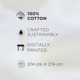 Spaces Vortex 100% Cotton 180 TC Percale Geometric Permium Large Bedsheet with 4 Pillow Covers, Beige