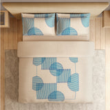 Spaces Vortex 100% Cotton 180 TC Percale Geometric Permium Large Bedsheet with 4 Pillow Covers, Eggnog
