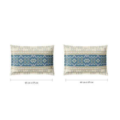 Spaces Vortex 100% Cotton 180 TC Percale Geometric Permium Large Bedsheet with 4 Pillow Covers, Cream