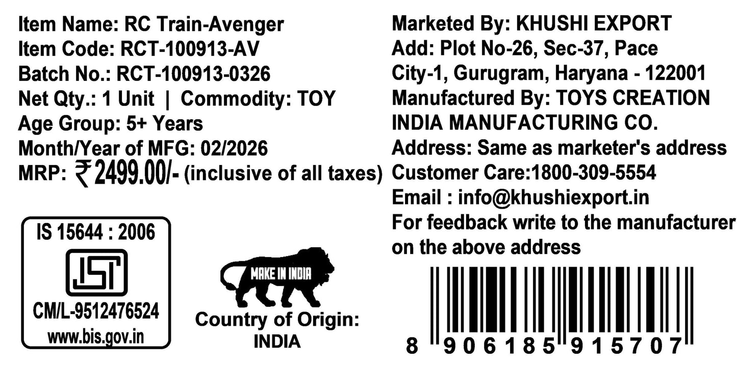 Kriiddaank Avengers Theme RC Train Toy for Kids