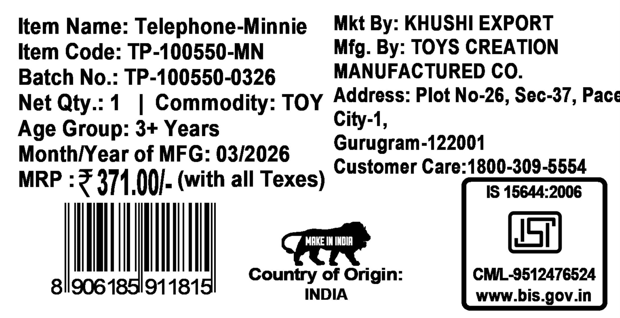 Kriiddaank Minnie Talking Telephone Toy for Kids  Pink