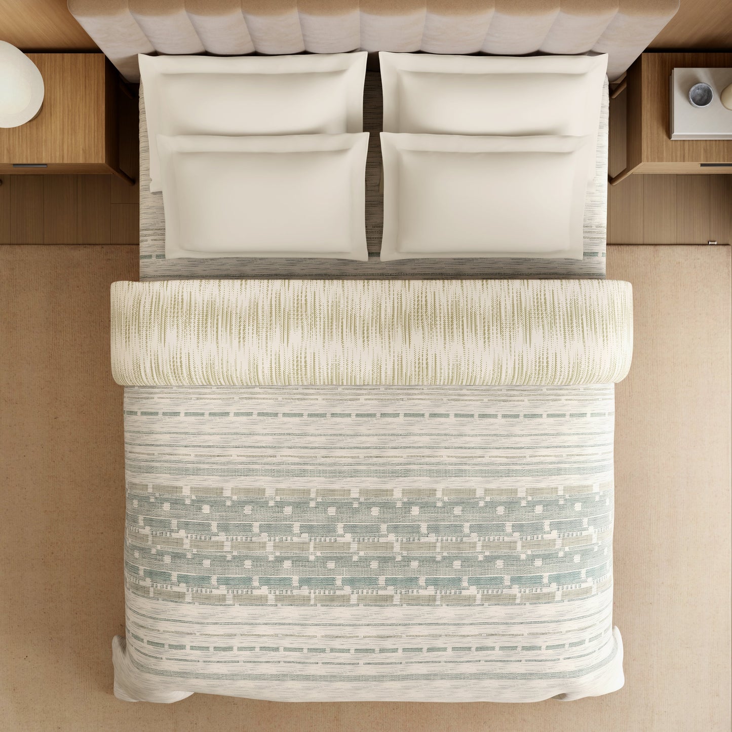 Spaces Luxury Loom Impressions 100% Egyptian Cotton Double Quilt, 350 TC, Geometric, White