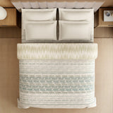 Spaces Luxury Loom Impressions 100% Egyptian Cotton Double Quilt, 350 TC, Geometric, White