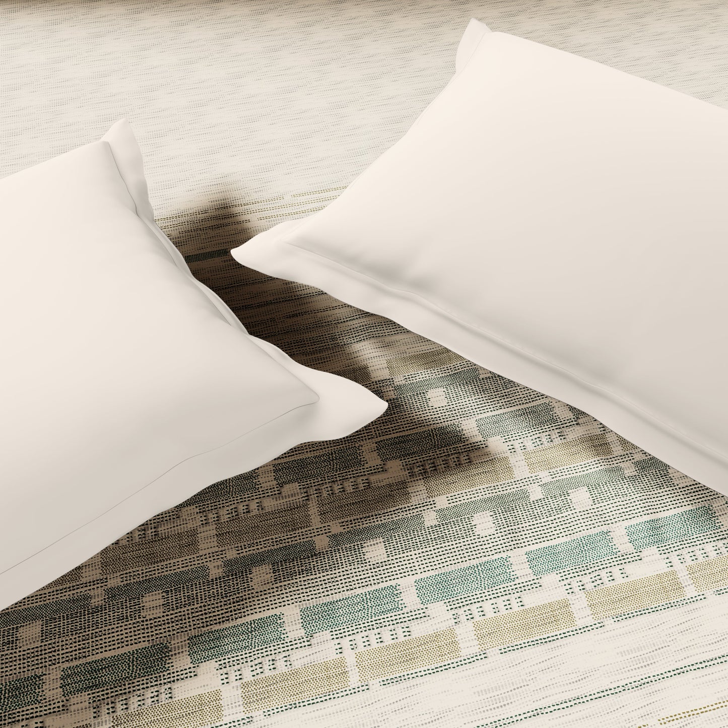 Spaces Luxury Loom Impressions 100% Egyptian Cotton Double Quilt, 350 TC, Geometric, White