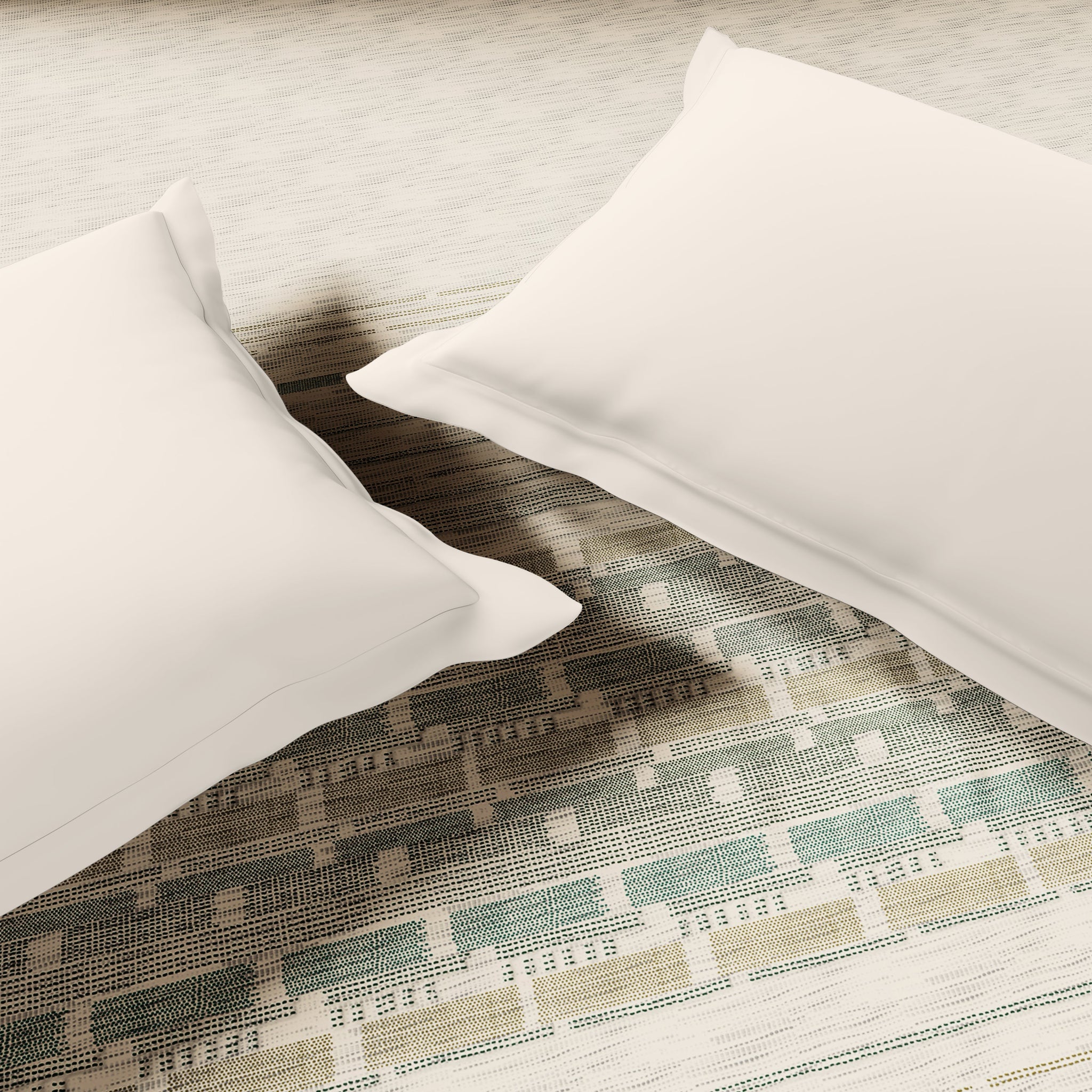 Spaces Luxury Loom Impressions 100% Egyptian Cotton Double Quilt, 350 TC, Geometric, White